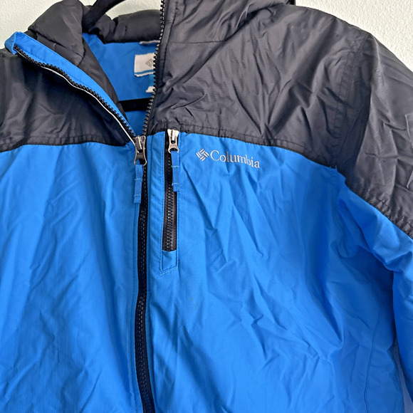 Columbia Sportswear Youth Hooded Jacket L 14-16 Black & Blue Winter Warm coat - Picture 2 of 7